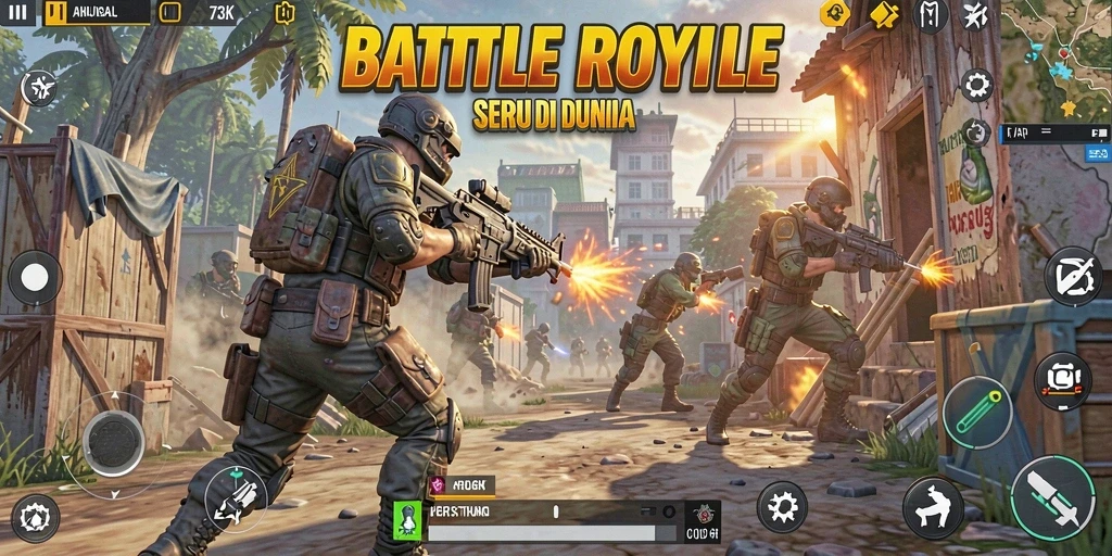 Gambaran gameplay intens di <strong>73K</strong>, pertarungan seru dan strategi.