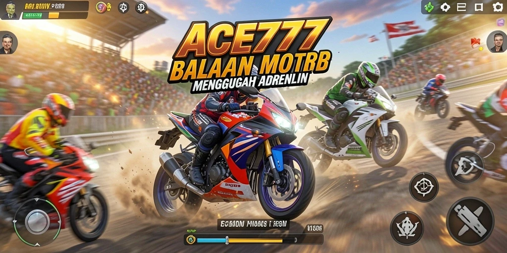 Tampilan gameplay balapan motor yang mendebarkan dan seru.