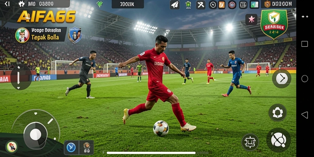 Screenshot AIFA66 menampilkan aksi permainan sepak bola yang dinamis dan seru.