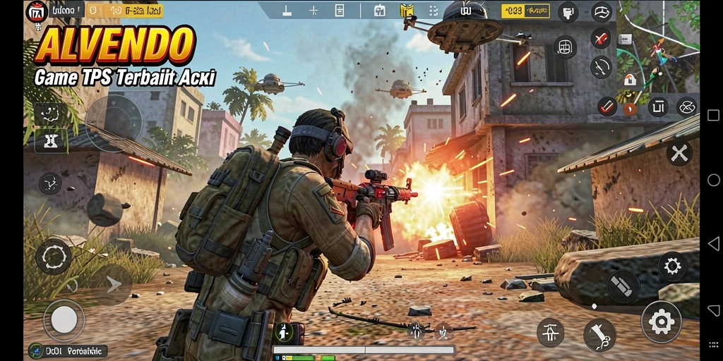 Tampilan gameplay seru dari ALVENDO dalam aksi TPS.