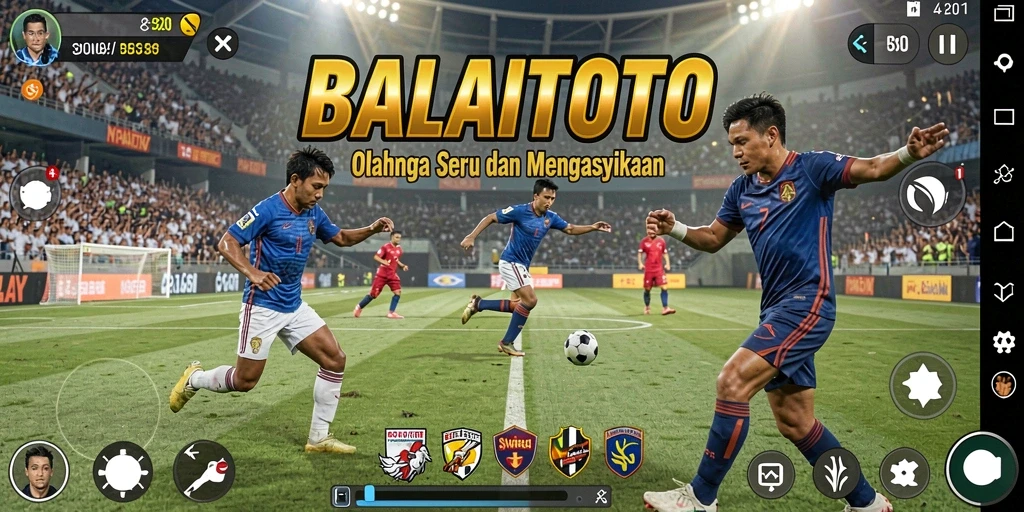 Tampilan layar permainan BALAITOTO yang penuh aksi olahraga.