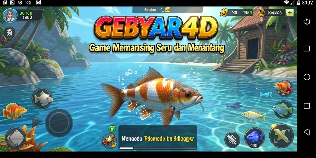 Screenshot gameplay menampilkan aksi memancing seru di GEBYAR4D.