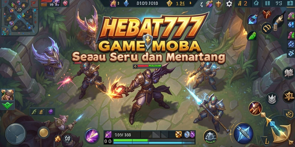 Screenshot menunjukkan momen aksi seru dalam HEBAT777 gameplay MOBA.