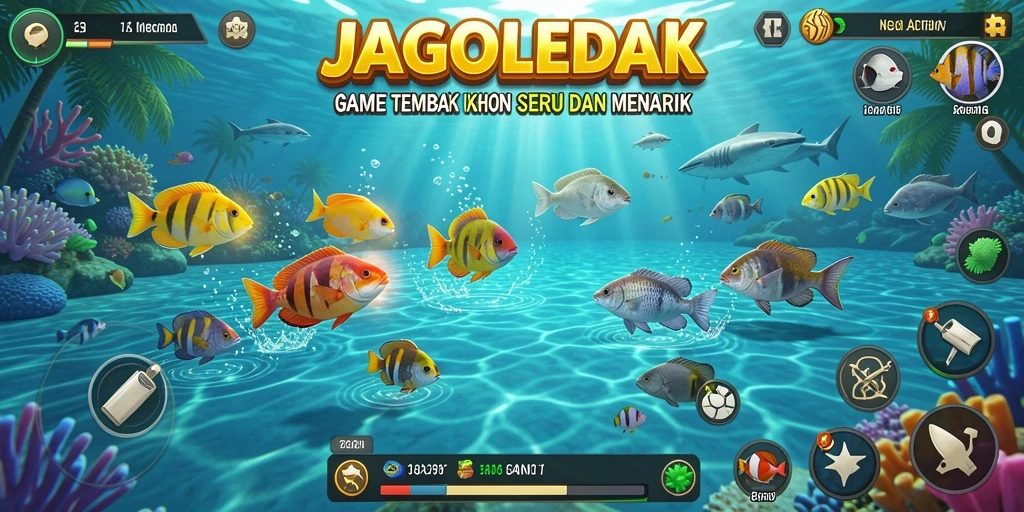 Tangkapan layar JAGOLEDAK menunjukkan aksi menembak ikan yang seru.