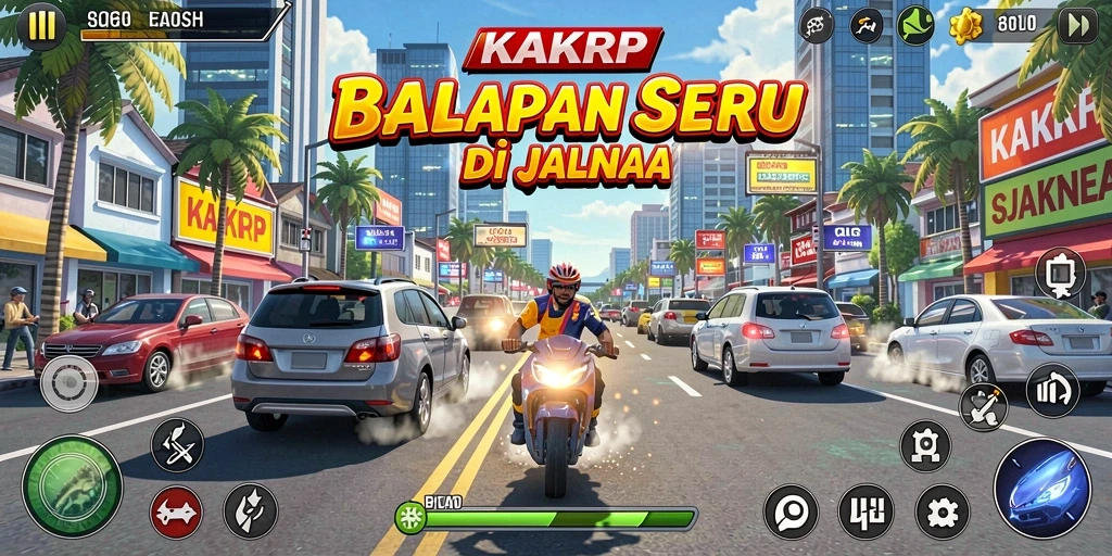 Gameplay Racing KAKRP yang mendebarkan di lintasan.
