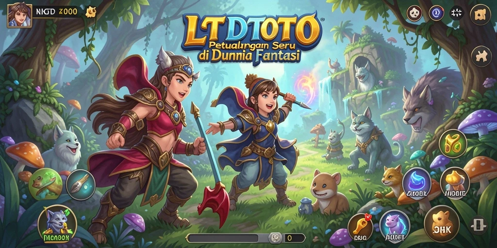 Screenshot gameplay LTDTOTO menunjukkan karakter menjelajahi dunia fantasi.