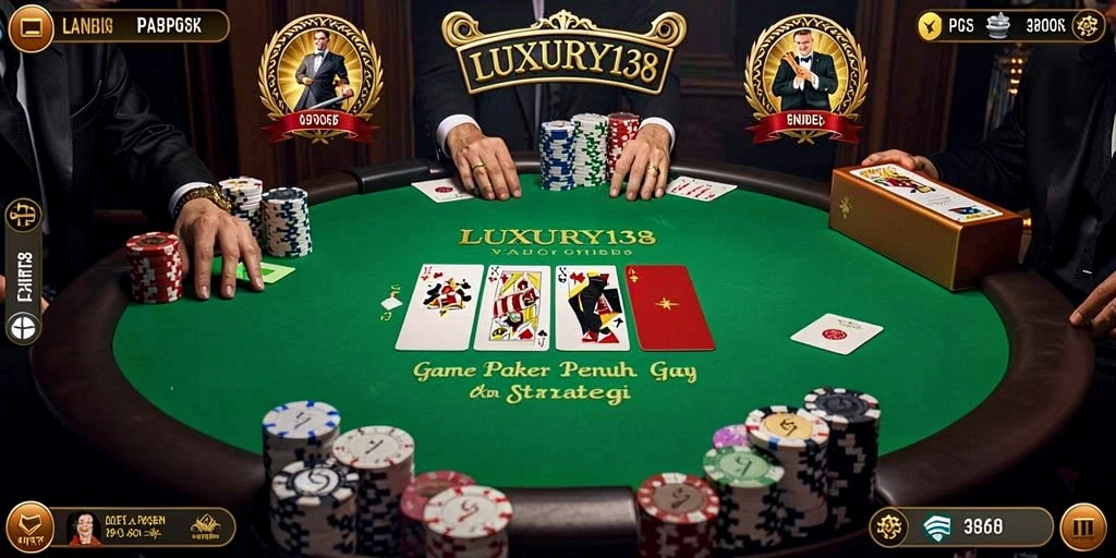 Tampilan gameplay poker yang penuh aksi di LUXURY138.
