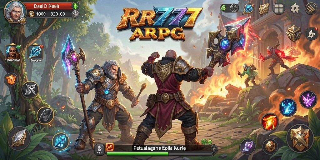 Screenshot utama menampilkan aksi gameplay seru dalam petualangan ARPG.