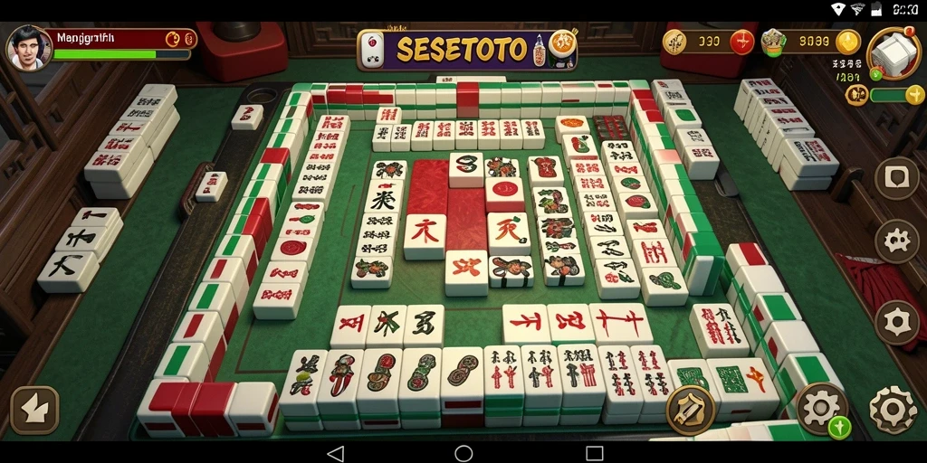 Tangkapan layar gameplay SESETOTO yang menampilkan permainan Mahjong yang menarik.