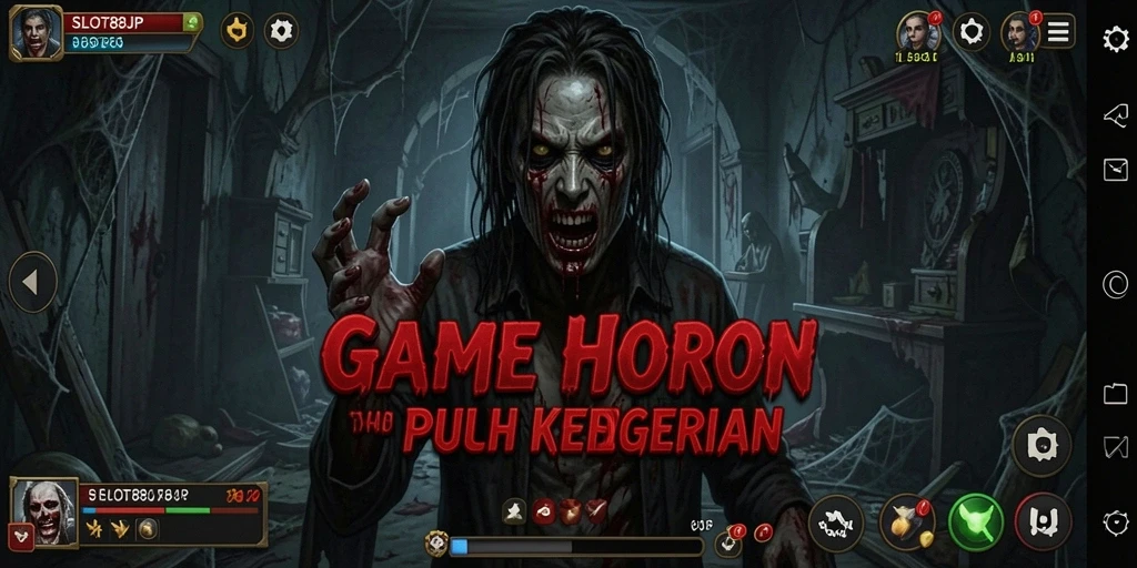 Tampilan gameplay <strong>SLOT88JP</strong> yang menakutkan dengan elemen horor yang mendebarkan.