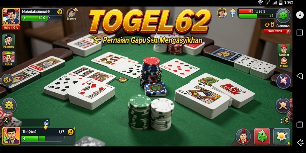 Screenshot gameplay TOGEL62 yang menampilkan partai Gaple seru.